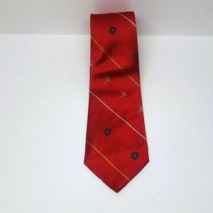 100% Silk Christmas Tie Wreaths Candy Canes Mark Pendleton Bright Red Made in It